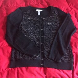 Banana Republic Lace Wool Blend Black Cardigan